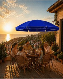 Resim Sunlife Avcıoğlu 200 Cm Lacivert Plaj Şemsiyesi Fiberglass Gövdeli Rüzgara Dayanıklı Bahçe Balkon Kamp Plaj Şemsiyesi 