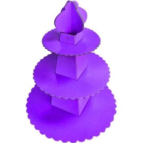 Resim Karton Kek Standı 3 Kat 30cm Mor Mor 
