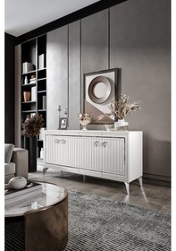 Resim KLAS KONSOL MDF MEBRAN KAPAK BEYAZ GÜMÜŞ 