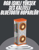Resim Techno Stock Bluetooth Hoparlör Şeffaf Mecha RGB Işıklı Çift Hoparlör 5.0 Bluetooth 