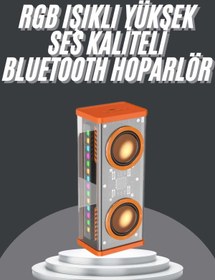 Resim Techno Stock Bluetooth Hoparlör Şeffaf Mecha RGB Işıklı Çift Hoparlör 5.0 Bluetooth 