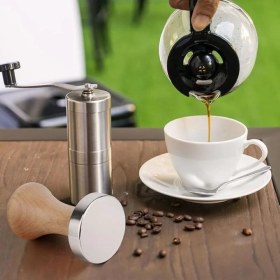 Resim Devmeer Kahve Tamperi -Koyu Ceviz Ahşap Sap - Düz Tabanlı -Espresso Tamperi - Kahve Düzleştirici - Çap: 58 mm 