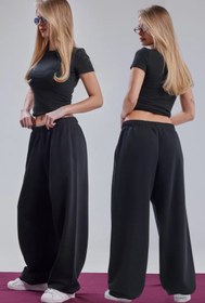 Resim STYKEER Yazlık Baggy Büyük Beden Ekstra Bol Paçası Lastikli İç Göstermeyen Kumaş Pamuklu Oversize Eşofman 