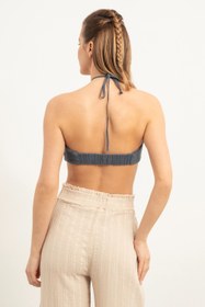 Resim Müslin Önden Büzmeli Crop - Kahve / Standart 
