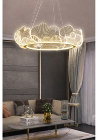 Resim Paris Model Gold Kaplama 3 Renk Metal Salon Mutfak Oturma Yatak Odası Modern Led Sarkıt Avize Gold 