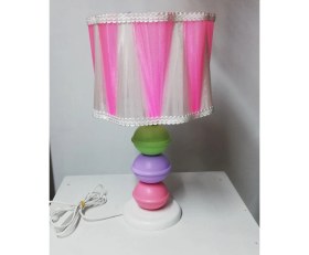Resim Pembe Kız Çocuk Odası Abajuru,pembe Yatak Odası Abajuru Lila Yeşil Top Abajur 