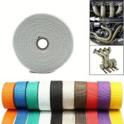 Resim 5m/196in Yüksek Sıcaklığa Dayanıklı Cam Elyaf Yalıtım Bandı - 1.5mm/25mm Kalın, Araba Egzoz Borusu ve Motosiklet Motoru Isı Yalıtımı için Canlı Çok Renkli Seçenekler, Otomotiv Sarma Uygun, Özelleştirilebilir Araç Aksesuarı | Parlak Bitiş Bant | Dayanıklı Malzeme 