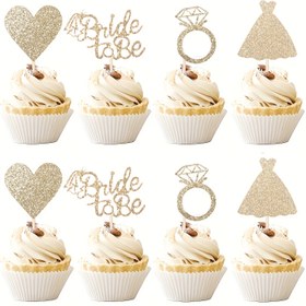 Resim 12 Adet Gelin Olacak Cupcake Süsleri Kalp Yüzük Elbise ile Gelin Duşu Cupcake Seçenekleri Düğün Nişan Bekarlığa Veda Partisi Pasta Süslemeleri Malzemeleri 