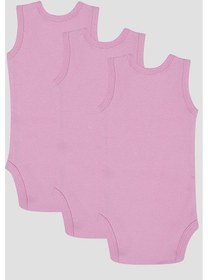 Resim Arma Yıldız %100 Organik Pamuk 3'lü Pembe Bebek Atlet Çıtçıtlı Zıbın Body Pembe 