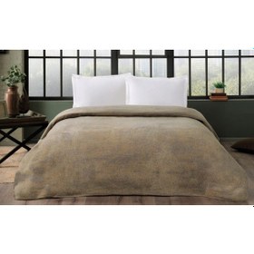 Resim Taç Pamuk Battaniye Hermes Bej Tek Kişilik 