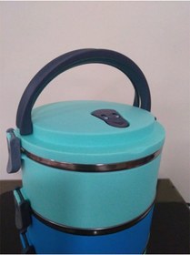 Resim KURCH Yeşil Mavi 3 Katlı Yemek Taşıma Termosu Diyet Sefer Tası 3x0,75lt Vakumlu -18°c Saklama Kabı 