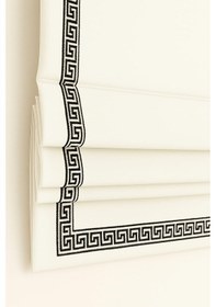 Resim Katlamalı Fon Perde Beyaz Keten Grek Bordür Detaylı Beyaz 