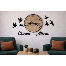 Resim Duvar Saati 40 Cm Kuş Temalı 8 Adettir No 106 Çok Renkli 