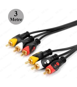 Resim BK Teknoloji 3rca Erkek 3 Rca Erkek Kompozit Ses Video Av Kablosu - 3 Metre 