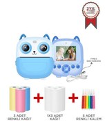 Resim Torima CMR-21 Mavi Dijital Video Kayıt Fotoğraf Çocuk Kamerası Termal Resim Kağıt Baskılı Yazıcı 