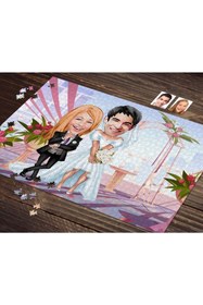 Resim Bk Gift Kişiye Özel Sevgililer Karikatürlü 1000 Parça Profesyonel Puzzle-13 