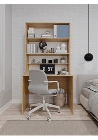 Resim Asra Trend Raflı Çalışma Masası ÇM-03 %100 MDF Kitaplıklı Ofis Ders Masası Safir Meşe 