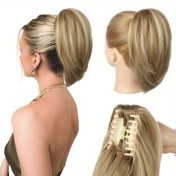 Resim 25.4cm Kısa Klipsli At Kuyruğu Saç Uzatmaları - Doğal Görünümlü Yumuşak Sentetik Dalgalı Saçlı Pony Tail, Kadınlar için Güvenli Pençe Klipsler ile, Şık Dağınık Topuz & Tokalar, Hacim ve Uzunluk Katırır, Tüm Saç Tipleri & Etnik Gruplara Uygun, Kısa Saç Aksesuarları, Zarif Saç Stili Geliştirici, Çok Yönlü Saç Parçası 