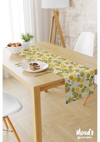 Resim Limon Desenli Baskılı Süet Runner Masa Örtüsü 