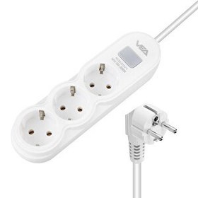 Resim VEA VA-21571 3'lü Anahtarlı 1.5 Metre Beyaz Akım Korumalı Priz 