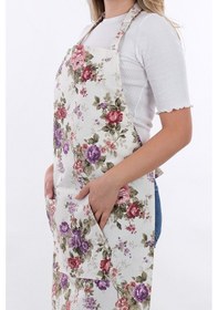 Resim Motif Ayarlanabilir Askılı Şef Önlüğü Chef Mutfak Önlüğü Mor Gül 