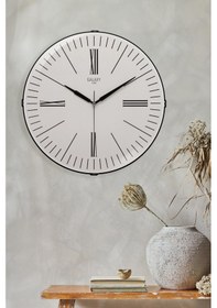 Resim Roma Rakam Bej Zeminli Bombeli Duvar Saati 35 Cm Bej 