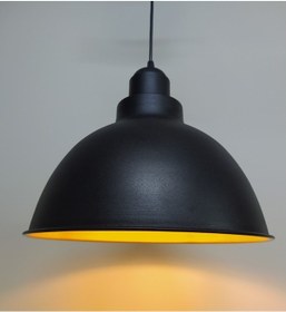 Resim Riolight Retro Siyah Içi Sarı Siyah Askılı Tekli Metal Sarkıt 
