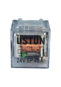Resim 24V 40A 5 Fişli Ledli Dirençli Şeffaf Mini Röle 