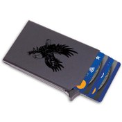 Resim 1pc RFID Engelleme Alüminyum Alaşım Cüzdan, İnce İş Kartı Tutucu ile Otomatik Açılır Mekanizma, Hırsızlığa Karşı Kartal Desenli Metal Kasa Erkek ve Kadınlar İçin 