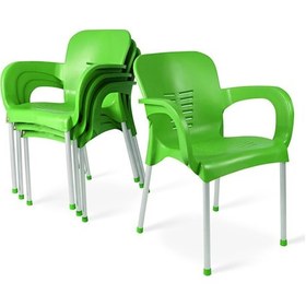 Resim Hesaplimagazam 4 Adet Metal Ayaklı Plastik Sandalye 6 Renk Kollu Koltuk 