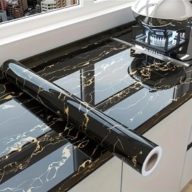 Resim 1 Rulo Mermer Desenli Vinil Duvar Kağıdı, Kendinden Yapışkan, Su Geçirmez, Yağ Geçirmez, Isıya Dayanıklı Temas Kağıdı, Kolay Temizlenebilir ve Kesilebilen, Yıkayabilir Dokulu Çıkarılabilir ve Yapışkan Mutfak, Salon, Yatak Odası, Banyo Yenileme için 