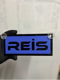 Resim HBSİ MAVİ RENK ÜZERİ SİYAH RENK REİS YAZILI VANTUZLU CAM SÜSÜ 