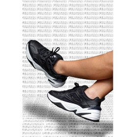 Resim Nike M2k Tekno Leather Unisex Sneaker Hakiki Deri Spor Ayakkabı Siyah Yükseklik 4cm 