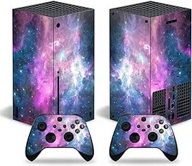 Resim Xbox Series X Konsol Denetleyicileri için Cilt Etiketi, Microsoft Xbox Series X için Koruyucu Kaplama Vinil Çıkartma, Koruyucu Kaplama Kapak Koruyucu Ön Panel X-Box Series X için Tam Set (Mor Gökada) 