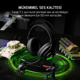 Resim Gamepower Kugon Siyah 7.1 Surround Rainbow Gaming Kulaklık 