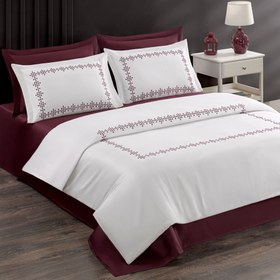 Resim Pasioni Felice %100 Pamuk Saten Nevresim Takımı (Bordo) 