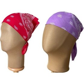 Resim Pamuklu Klasik Desen Unisex 2li Bandana Seti Renkli Bandana Etnik Desenli A Kalite Bandana Kırmızı - Lila 