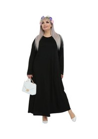 Resim Melsay Butik Desensiz Kollu Kadın Uzun Siyah Tesettür Elbise Siyah 