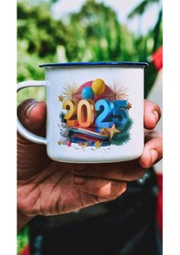 Resim 2025 Yılbaşı Konseptli Özel Tasarım Kupa - Sevgiliye, Arkadaşa, Aileye Yılbaşı Hediyesi Beyaz 