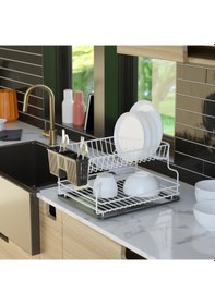 Resim Teknotel Kb005 İki Katlı Tabaklık Bulaşıklık Beyaz 