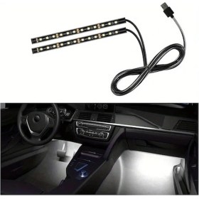 Resim Trendooze Turcoshop11 Beyaz 24 Led Usb Port Rgb Neon Araç İçi Dekorasyon Işık Şeridi 