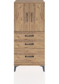 Resim Hyperion Dolap 2 Raflı 3 Çekmeceli 2 Kapaklı 60x44x134 Çam-çam Çam 