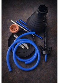 Resim Hdmarketim 78 Cm Büyük Boy Nargile Takımı Cafe & Lounge Kullanımına Uygun Kalın Cam Şişe, Tek Hortumlu 