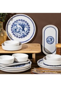 Resim Perotti French Vintage 14 Parça Seramik 6 Kişilik Kahvaltı Takımı Mavi 