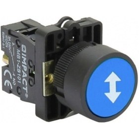 Resim 22mm İşaretli Yaylı Butonu Mavi iki Yönlü Ok 