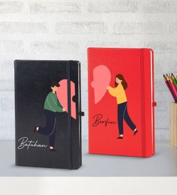 Resim Bk Gift Kişiye Özel Sevgili Temalı 2’li Defter Seti, Sevgiliye Hediye, Sevgililer Günü Hediyesi, Doğ 