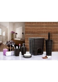 Resim Palm 5 Li Banyo Seti, Kahverengi Siyah 