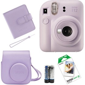Resim Instax Mini 12 Beyaz Fotoğraf Makinesi-Askı-Pil-Çanta-10’lu Film-Albüm Seti 