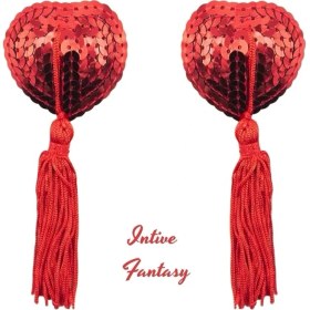 Resim Intive Lingerie Intive Fantasy Pullu Püskül Detaylı Göğüs Ucu Kapatıcı (Siyah/kırmızı) 