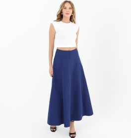 Resim Puane Kadın Parçalı Kloş Etek - 18202ETK - SAX BLUE 